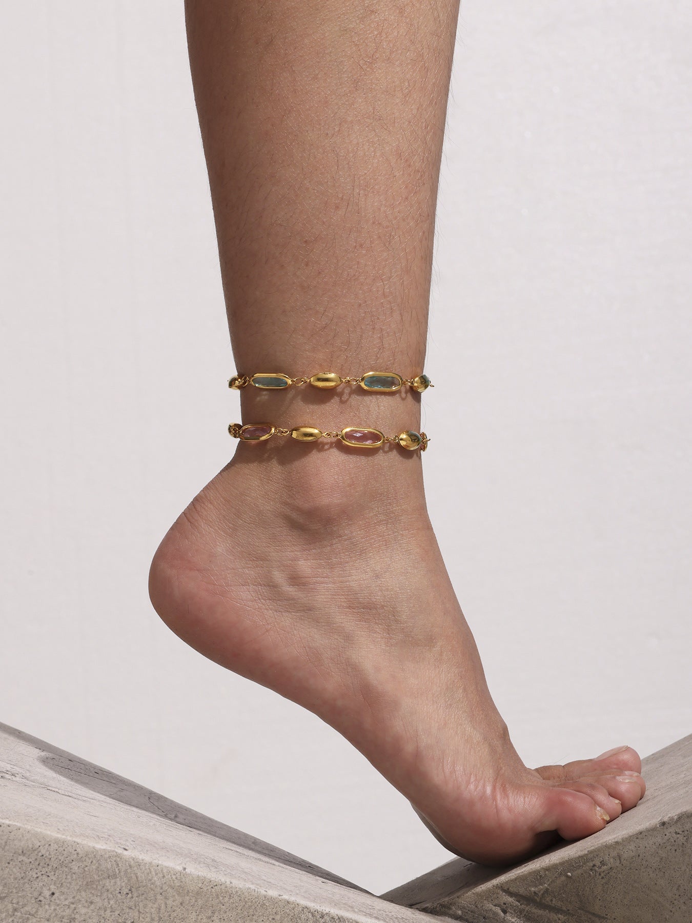 316L Stainless Steel Elegant Faceted Oval Opal Chain Bracelet - Image 4