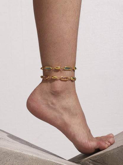 316L Stainless Steel Elegant Faceted Oval Opal Chain Bracelet - Image 4