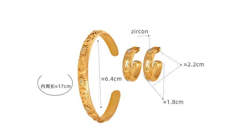 316L Stainless Steel Elegant French Court-Inspired Embossed Earrings & Bracelet - Image 8
