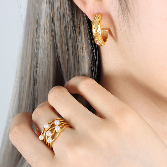 316L Stainless Steel Elegant French Court-Inspired Embossed Earrings & Bracelet - Image 9