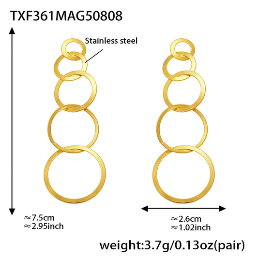 316L Stainless Steel Elegant Interlocking Circles Jewelry Set - Image 2