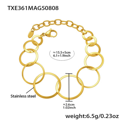 316L Stainless Steel Elegant Interlocking Circles Jewelry Set - Image 3