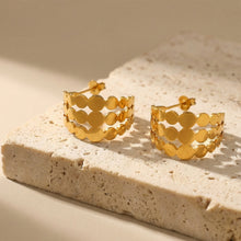 316L Stainless Steel Elegant Interlocking Geometric C-Hoop Earrings - Image 1