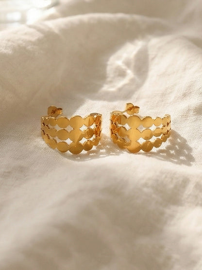 316L Stainless Steel Elegant Interlocking Geometric C-Hoop Earrings - Image 7