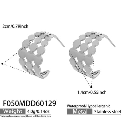 316L Stainless Steel Elegant Interlocking Geometric C-Hoop Earrings - Image 8