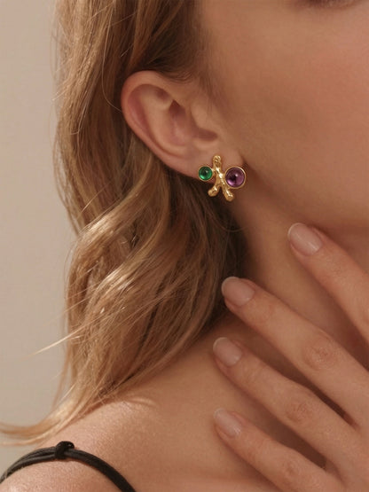 316L Stainless Steel Elegant Irregular Textured Branch Stud Earrings - Image 3