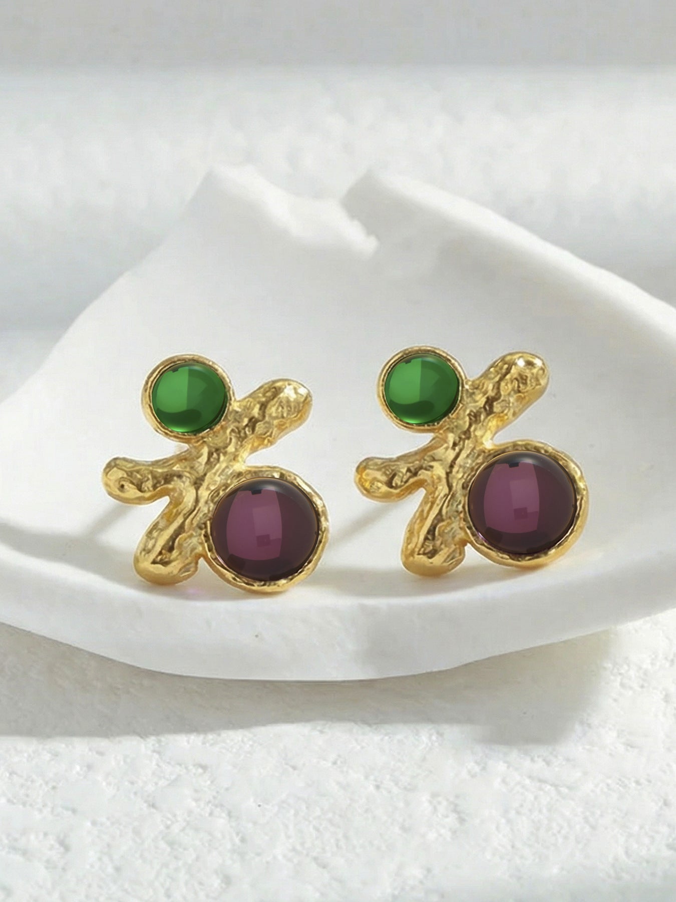 316L Stainless Steel Elegant Irregular Textured Branch Stud Earrings - Image 4