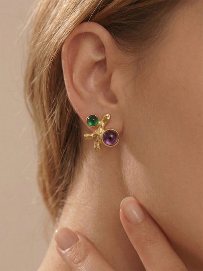 316L Stainless Steel Elegant Irregular Textured Branch Stud Earrings - Image 8