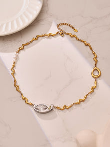 316L Stainless Steel Elegant Marquise Zircon & Freshwater Pearl Clavicle Necklace - Image 8