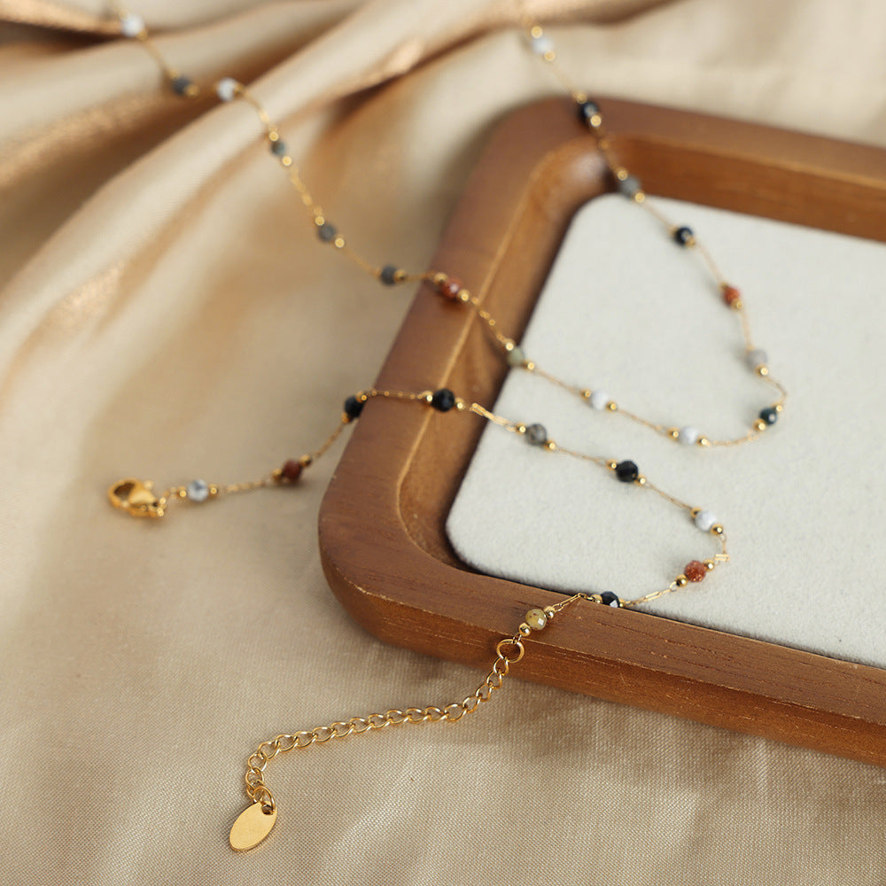 316L Stainless Steel Elegant Natural Handmade Beaded Necklace & Bracelet Set - Image 3