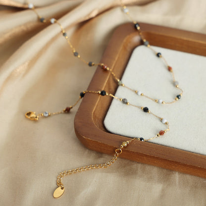 316L Stainless Steel Elegant Natural Handmade Beaded Necklace & Bracelet Set - Image 3