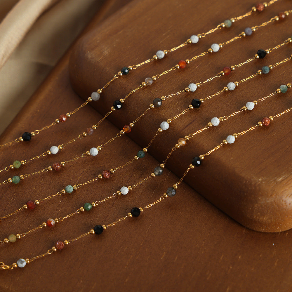 316L Stainless Steel Elegant Natural Handmade Beaded Necklace & Bracelet Set - Image 4