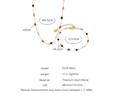 316L Stainless Steel Elegant Natural Handmade Beaded Necklace & Bracelet Set - Image 5