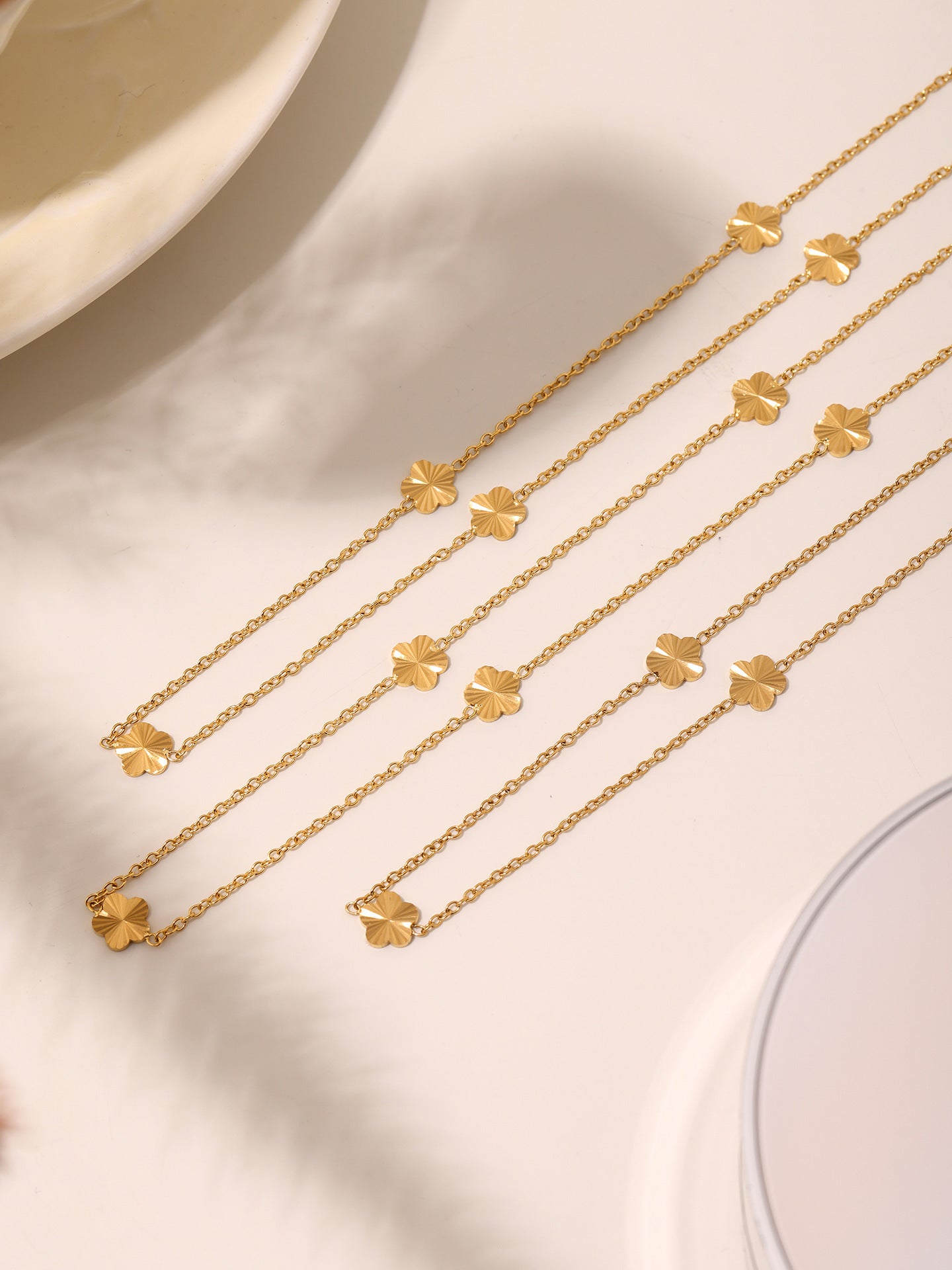 316L Stainless Steel Elegant Small Flower Tassel Necklace & Earrings Set - Image 10