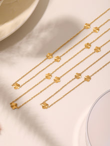 316L Stainless Steel Elegant Small Flower Tassel Necklace & Earrings Set - Image 10