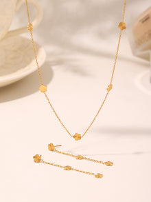 316L Stainless Steel Elegant Small Flower Tassel Necklace & Earrings Set - Image 6