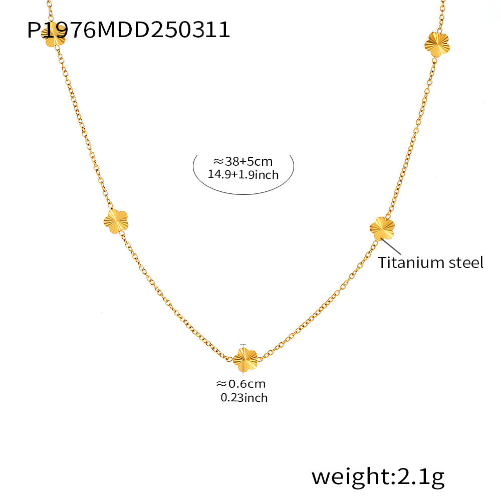 316L Stainless Steel Elegant Small Flower Tassel Necklace & Earrings Set - Image 7