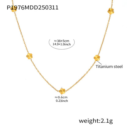 316L Stainless Steel Elegant Small Flower Tassel Necklace & Earrings Set - Image 7