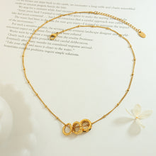 316L Stainless Steel Elegant Zircon Interlocking Rings Necklace - Image 3