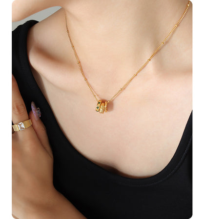 316L Stainless Steel Elegant Zircon Interlocking Rings Necklace - Image 4