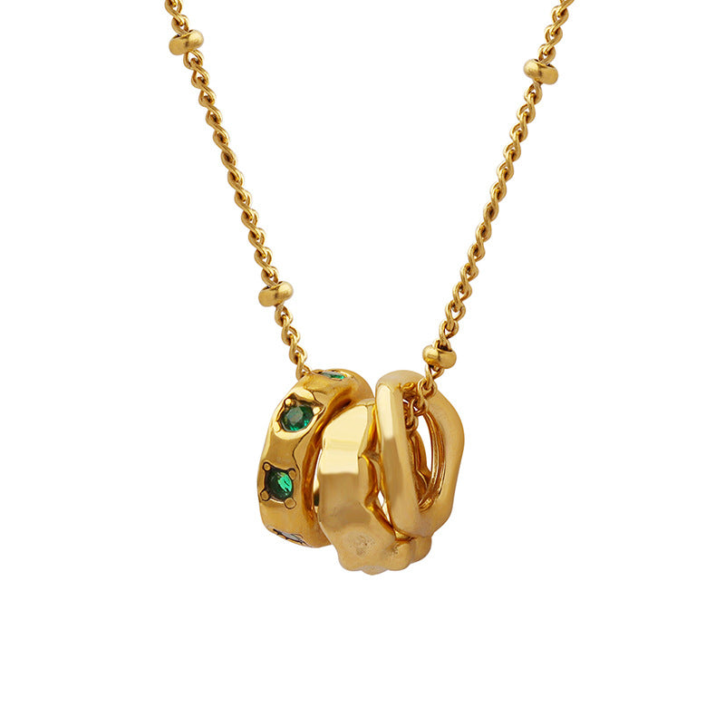 316L Stainless Steel Elegant Zircon Interlocking Rings Necklace - Image 6