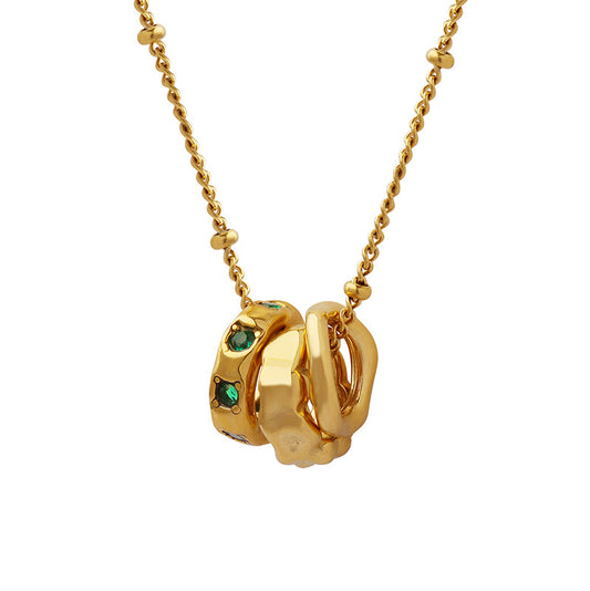 316L Stainless Steel Elegant Zircon Interlocking Rings Necklace - Image 6