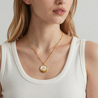 316L Stainless Steel Embossed Phoenix Mother-of-Pearl Clavicle Necklace - Image 3