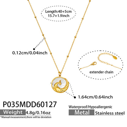 316L Stainless Steel Embossed Phoenix Mother-of-Pearl Clavicle Necklace - Image 4