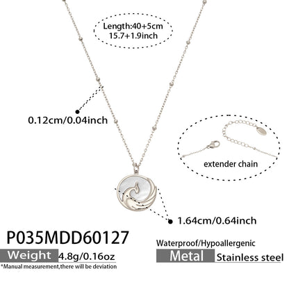 316L Stainless Steel Embossed Phoenix Mother-of-Pearl Clavicle Necklace - Image 8