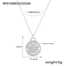 316L Stainless Steel Embossed Zodiac Medallion Necklace - Image 1