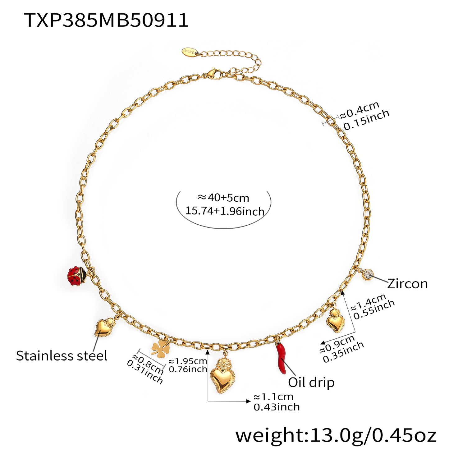 316L Stainless Steel Enamel Chilli Heart Charm Multi-Accessory Jewelry - Image 11