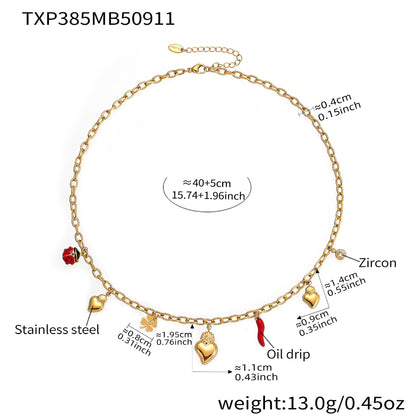 316L Stainless Steel Enamel Chilli Heart Charm Multi-Accessory Jewelry - Image 11