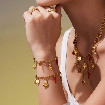 316L Stainless Steel Enamel Chilli Heart Charm Multi-Accessory Jewelry - Image 2