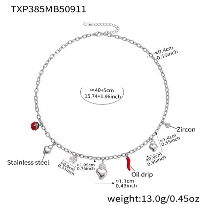 316L Stainless Steel Enamel Chilli Heart Charm Multi-Accessory Jewelry - Image 3
