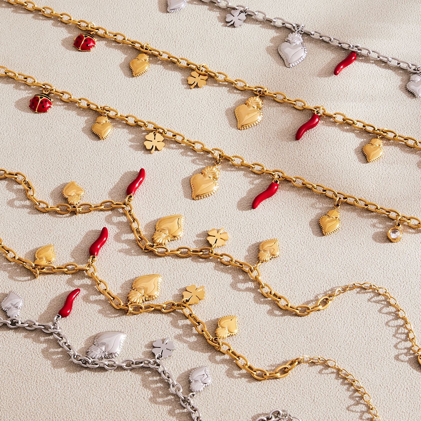 316L Stainless Steel Enamel Chilli Heart Charm Multi-Accessory Jewelry - Image 4