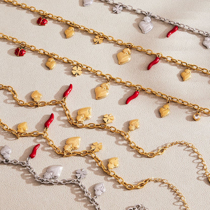 316L Stainless Steel Enamel Chilli Heart Charm Multi-Accessory Jewelry - Image 4