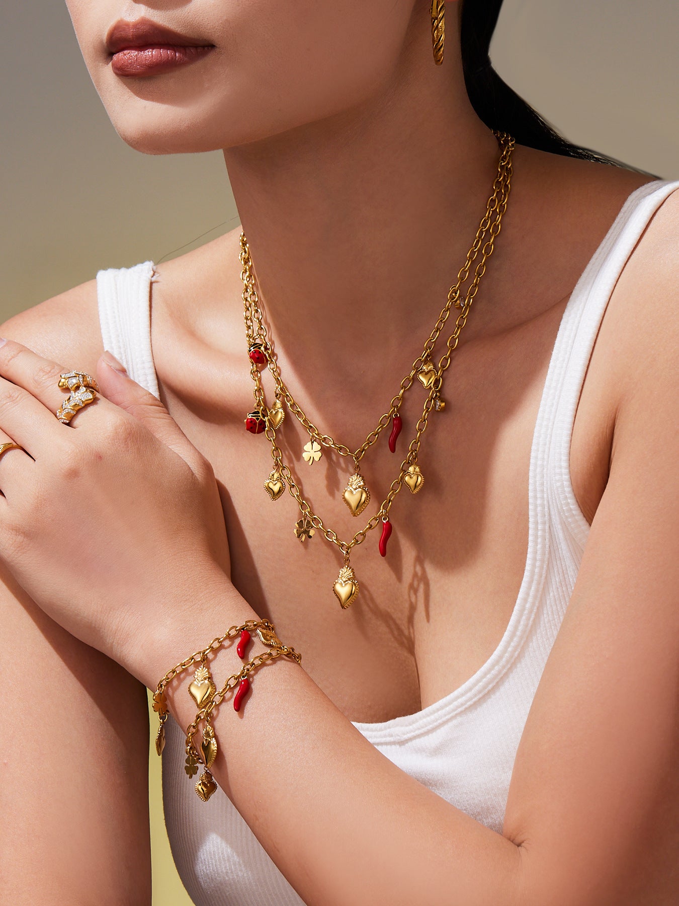 316L Stainless Steel Enamel Chilli Heart Charm Multi-Accessory Jewelry - Image 5