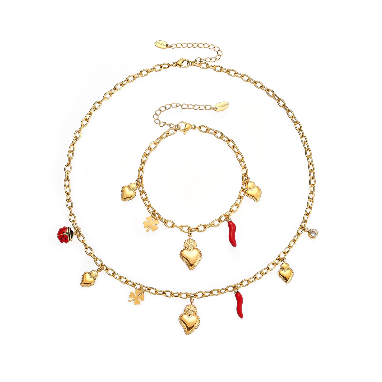 316L Stainless Steel Enamel Chilli Heart Charm Multi-Accessory Jewelry - Image 6