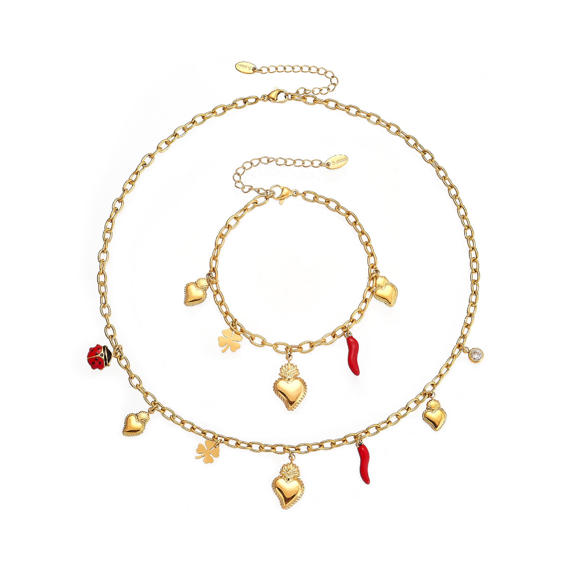 316L Stainless Steel Enamel Chilli Heart Charm Multi-Accessory Jewelry - Image 6