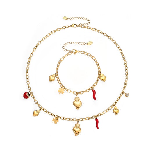 316L Stainless Steel Enamel Chilli Heart Charm Multi-Accessory Jewelry - Image 6