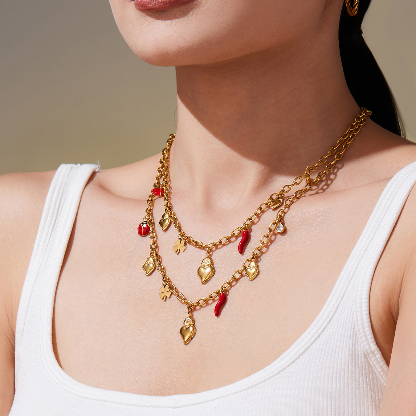 316L Stainless Steel Enamel Chilli Heart Charm Multi-Accessory Jewelry - Image 7