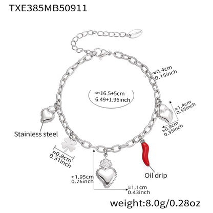 316L Stainless Steel Enamel Chilli Heart Charm Multi-Accessory Jewelry - Image 8