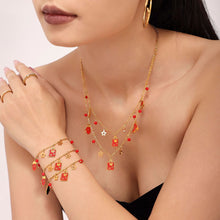 316L Stainless Steel Enamel Christmas Element 18K Gold Plated Pendant Necklace & Bracelet Set - Image 1