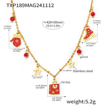 316L Stainless Steel Enamel Christmas Element 18K Gold Plated Pendant Necklace & Bracelet Set - Image 4