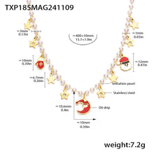 316L Stainless Steel Enamel Christmas Shell Pearl Pendant Necklace & Bracelet Set - Image 6