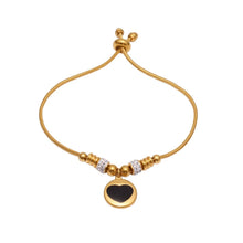 316L Stainless Steel Enamel Heart Zircon Charm Adjustable Bracelet - Image 5