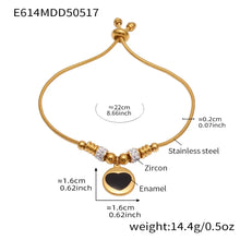316L Stainless Steel Enamel Heart Zircon Charm Adjustable Bracelet - Image 6