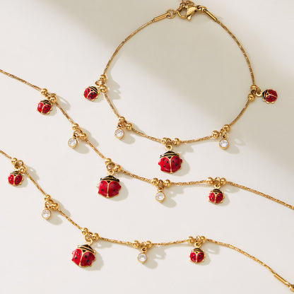 316L Stainless Steel Enamel Ladybug Zircon Charm Jewelry - Image 2