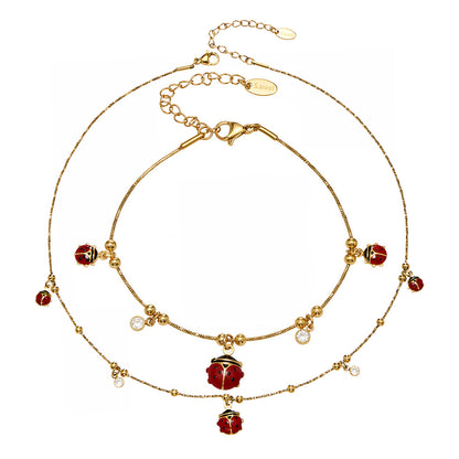 316L Stainless Steel Enamel Ladybug Zircon Charm Jewelry - Image 5