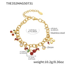 316L Stainless Steel Enamel Red Cherry Zircon Necklace and Bracelet Set - Image 5